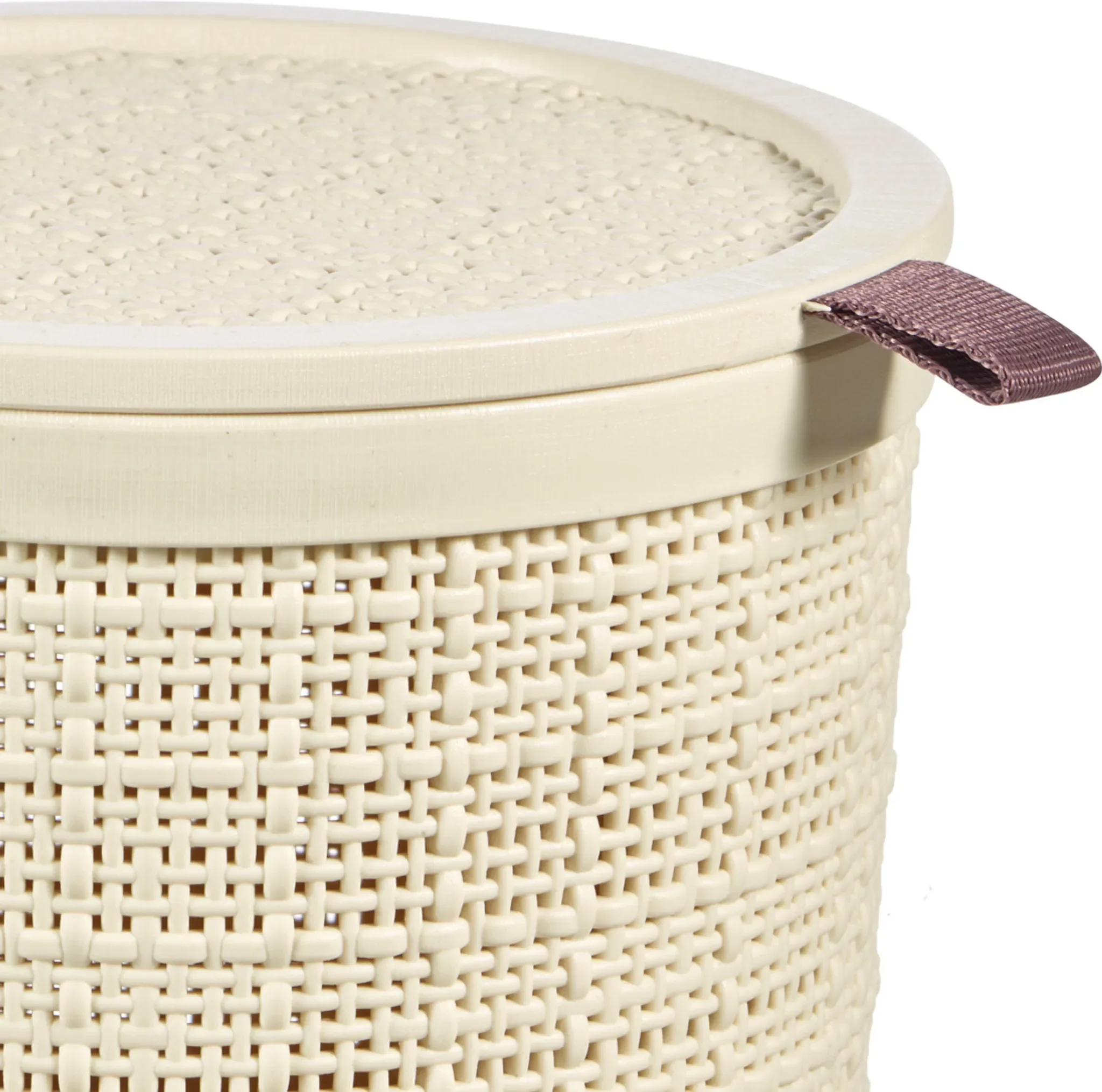 Curver JUTE ROUND Aufbewahrungskorb mit Deckel – 2 Liter, Beige